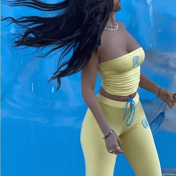 SOLD NWOT omighty aloha boob tube in butter & aloha pants in butter - Picture 5 of 6